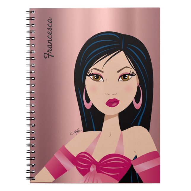 Cuaderno Glam Chica Sassy Attitude Chica asiático personali (Frente)