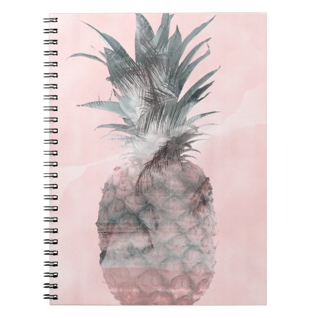 Cuaderno Glam de piña rosa rosada de verano tropical Rosa (Frente)