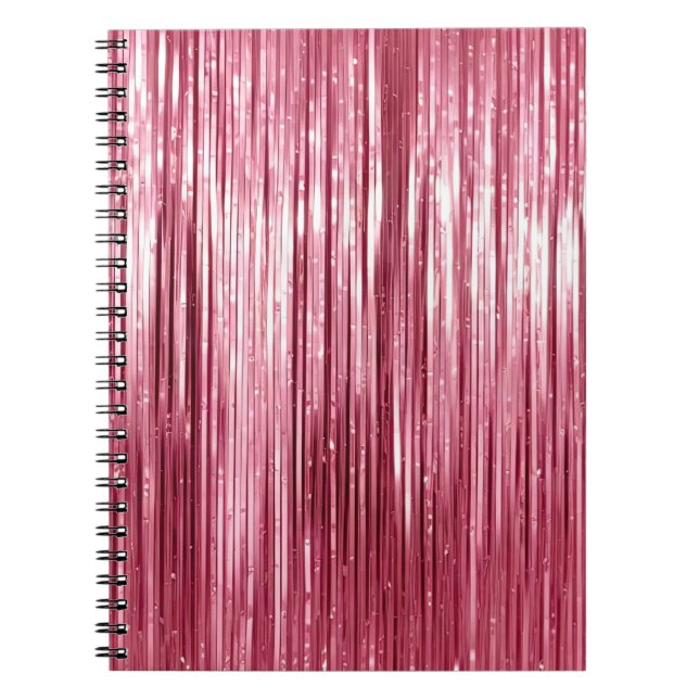 Cuaderno Glam Girly Pink Tinsel Stripes (Frente)