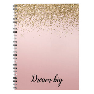 Cuaderno Glam Glitzy de oro Purpurina de espuma rosa Ombre