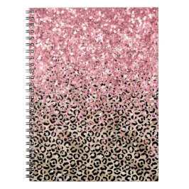 Cuaderno Glam Gold Leopard Print Purpurina rosa