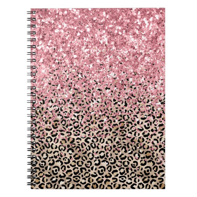 Cuaderno Glam Gold Leopard Print Purpurina rosa (Frente)