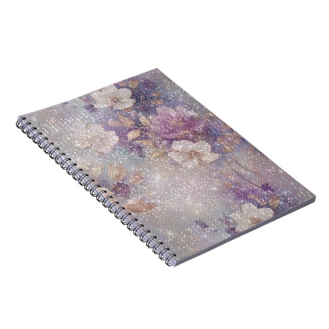 Cuaderno Glam Gold Purple Floral Sparkle (Lado Derecho)