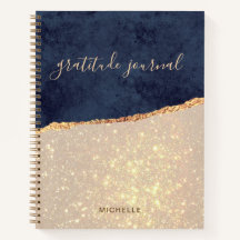 Glam Gold Purpurina Navy Blue Gratitude Journal