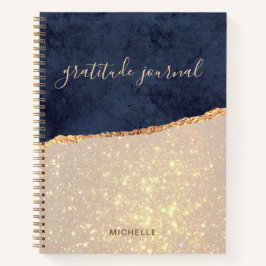 Cuaderno Glam Gold Purpurina Navy Blue Gratitude Journal