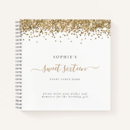 Cuaderno Glam Gold Purpurina Sweet 16 Alternate Guest Book