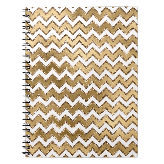 Cuaderno Glam Gold White Zigzag Stripes (Frente)