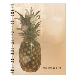 Cuaderno Glam Golden Pineapple Elegante Personalizado tropi