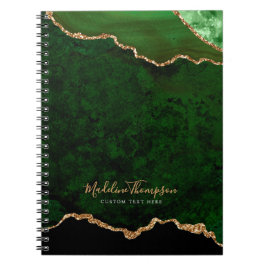 Cuaderno Glam Green Velvet Aget Geode Gold Script