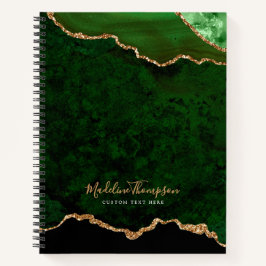 Cuaderno Glam Green Velvet Aget Geode Gold Script