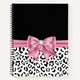 Cuaderno Glam Pink Bow Diamond Black Snow Leopard