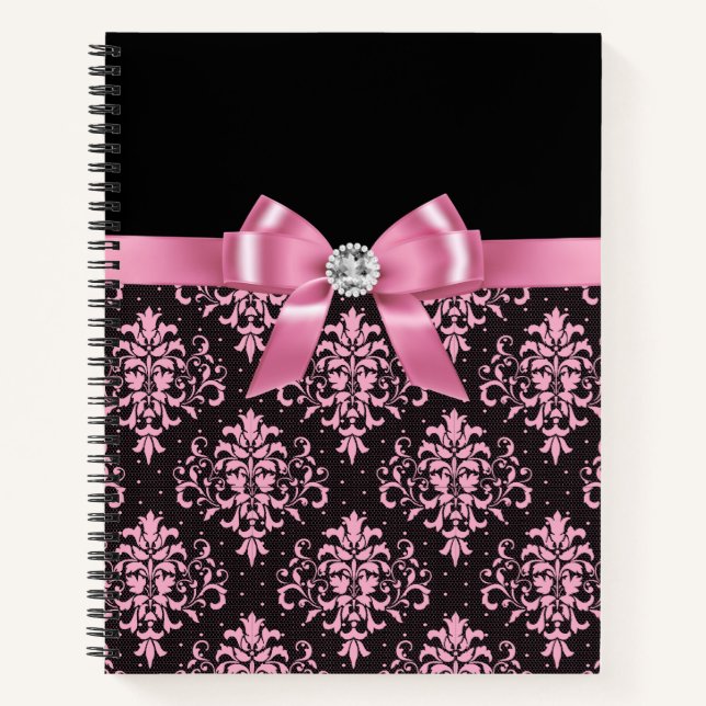 Cuaderno Glam Pink Bow-Rosa Lace-Negro (Anverso)