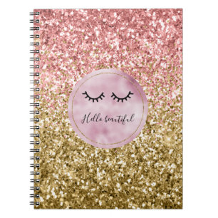 Cuaderno Glam Pink Gold Purpurina Black Eyelashes