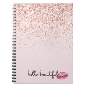 Cuaderno Glam Pink Kiss Lips Purpurina de Rubor