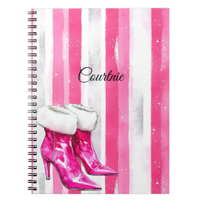 Cuaderno Glam Pink White Fur High Heol Boots (Frente)