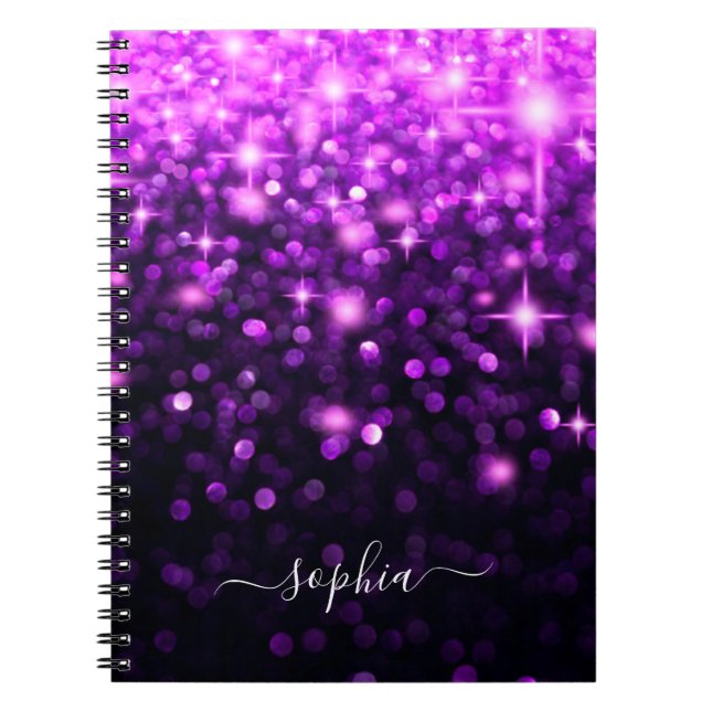 Cuaderno Glam Purple Purpurina Sparkle Stars (Frente)