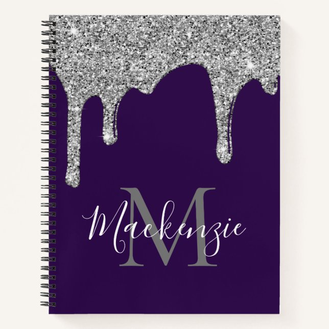 Cuaderno Glam Purple Sparkle Drin Purpurina Monograma (Anverso)