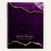 Glam Purple Velvet Aget Geode Gold Script
