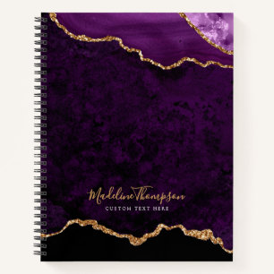 Cuaderno Glam Purple Velvet Aget Geode Gold Script