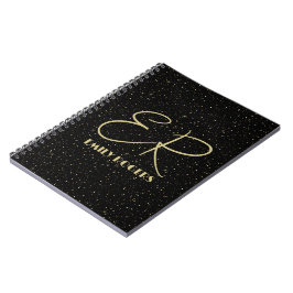 Cuaderno Glam purpurina de oro y chispas en imagen negra