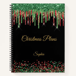 Cuaderno Glam Purpurina Drin Navidades rojos y verdes