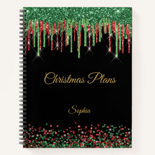 Cuaderno Glam Purpurina Drin Navidades rojos y verdes