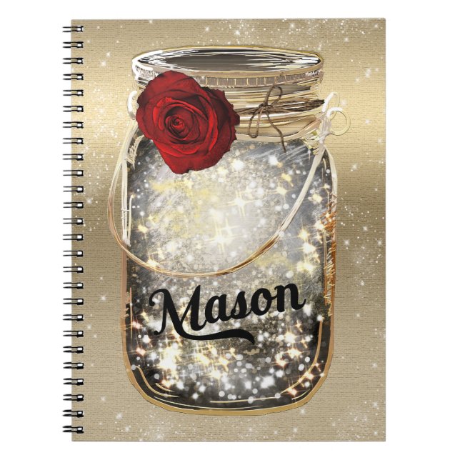 Cuaderno Glam Red Rose Mason Jar (Frente)