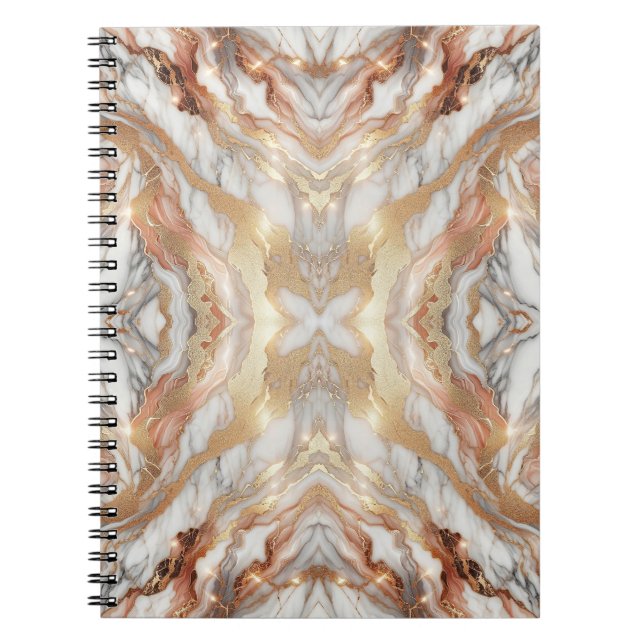 Cuaderno Glam Rosa Dorado Lujoso Marmol Mariposa Tendente (Frente)