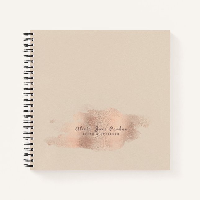 Cuaderno Glam Rosa Gold Copper Relieve metalizado | Esbozos (Anverso)