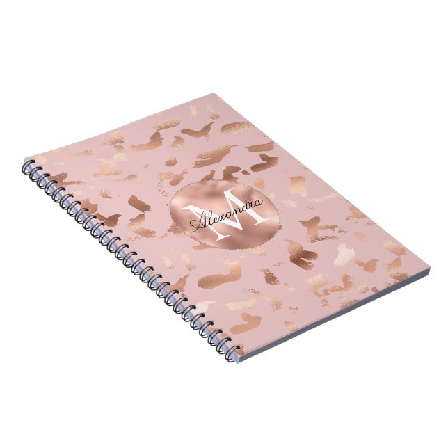 Cuaderno Glam Rosa Gold Rubor Resumen Monograma (Lado Derecho)