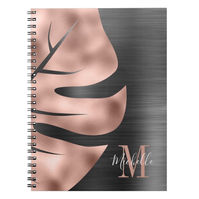 Cuaderno Glam Rosa Oro Negro Metálico (Frente)