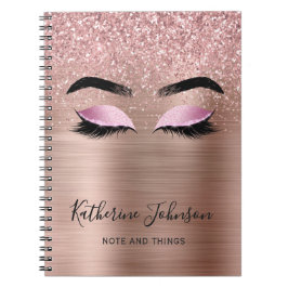 Cuaderno Glam Rosa Purpurina de oro azota Monograma de bell
