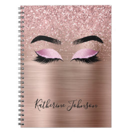 Cuaderno Glam Rosa Purpurina de oro Belleza latigazos Monog