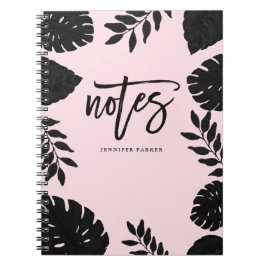 Cuaderno Glam Rubor Pink and Black Tropical Notes