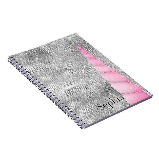 Cuaderno Glam Unicornio rosa espumoso de plata (Lado Derecho)