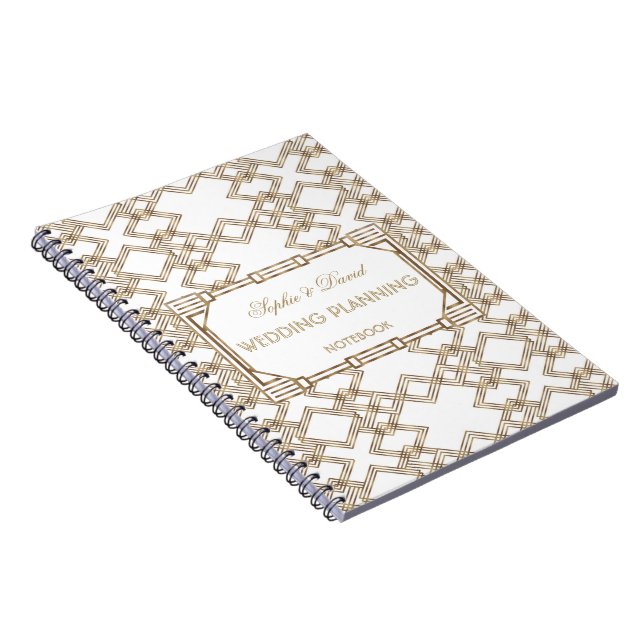 Cuaderno Glam White Gold Great Gatsby 1920s Wedding Planner (Lado Derecho)