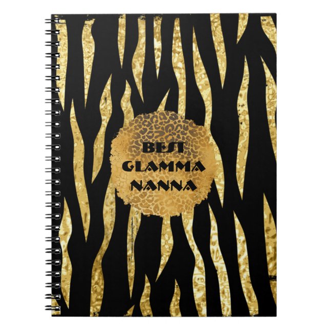 Cuaderno Glamorosa Abuela Oro Animal Negro Imprimir mamáes  (Frente)