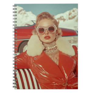 Cuaderno Glamoroso estilo retro invernal en un ambiente alp