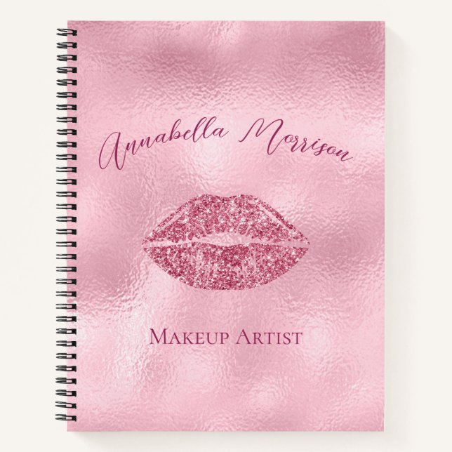 Cuaderno Glamorosos labios de Purpurina rosa (Anverso)
