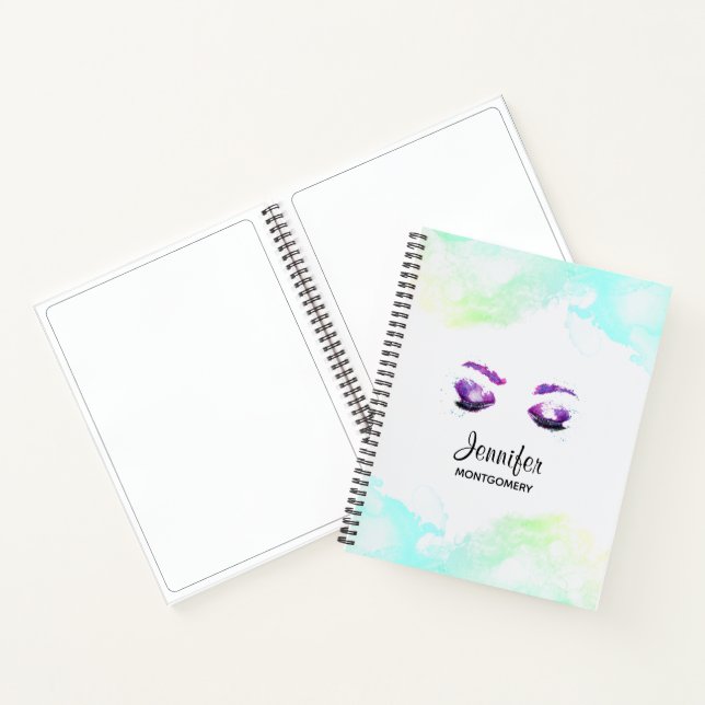 Cuaderno Glamorosos Ojos Púrpuros y Flores Acuarela (Interior)