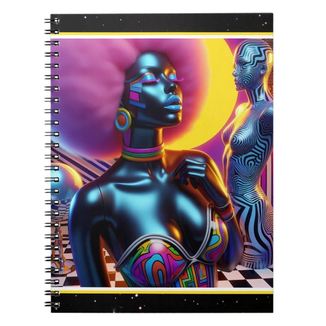 Cuaderno Glamour afrofuturista estrellada (Frente)