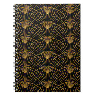 Cuaderno Glamour art déco: ventilador dorado.