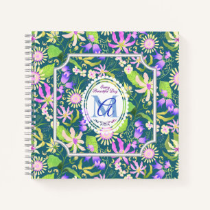 Cuaderno Glamour Floral Chic Turquesa