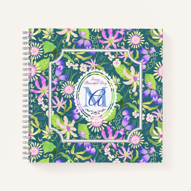 Cuaderno Glamour Floral Chic Turquesa (Anverso)