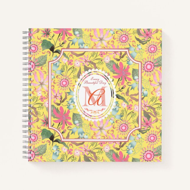 Cuaderno Glamour Floral Moda Amarillo (Anverso)