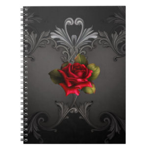 Cuaderno Glamour gótico Rosa Roja Glam Ornamental Negro