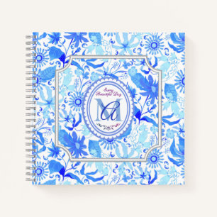 Cuaderno Glamour Moda floral Azul blanco