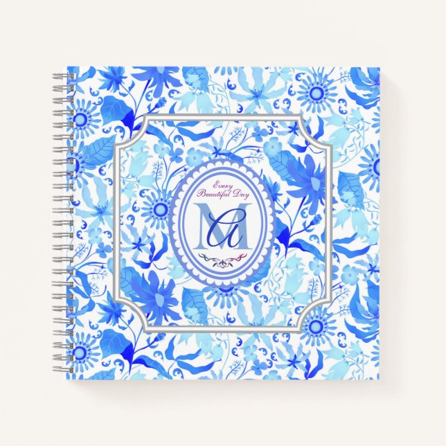 Cuaderno Glamour Moda floral Azul blanco (Anverso)