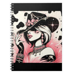 Cuaderno Glamour Rústico Vaquera Rosa Brillo Impresión Cuer