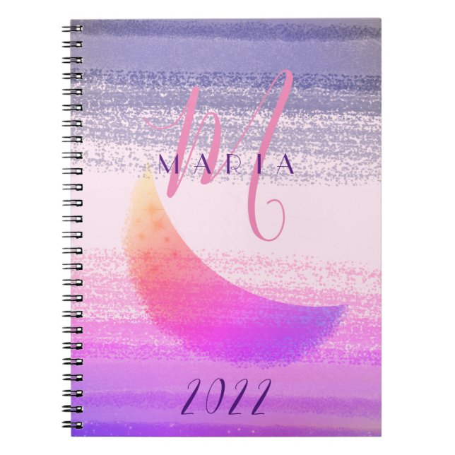 Cuaderno Glamourous Stylish Ombre Moon Resumen Monograma (Frente)